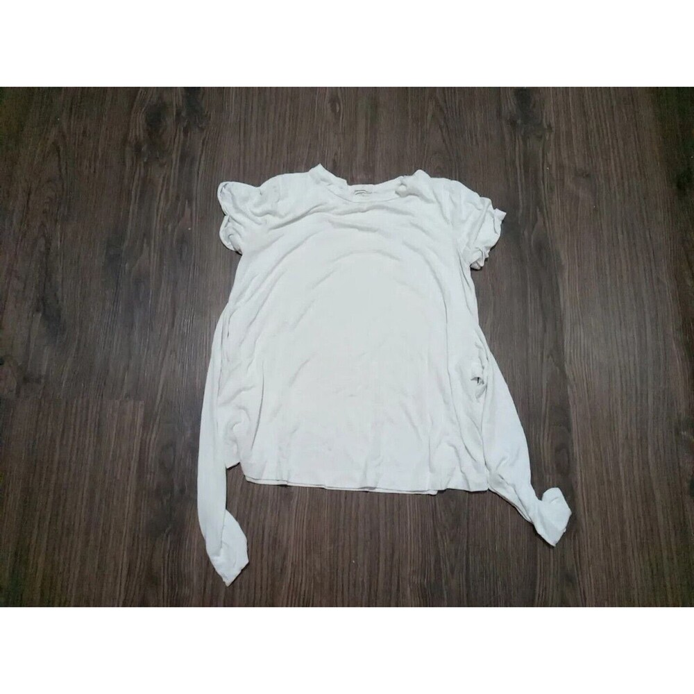 Yellow Chair Bohme Womens Size Small White short sleeve crew neck Tie Front